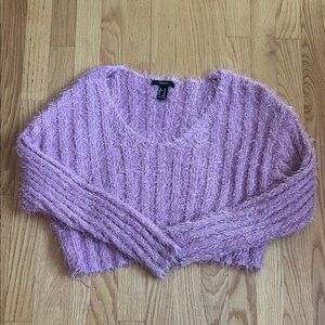 Forever 21 Pink Fuzzy V-Neck Sweater